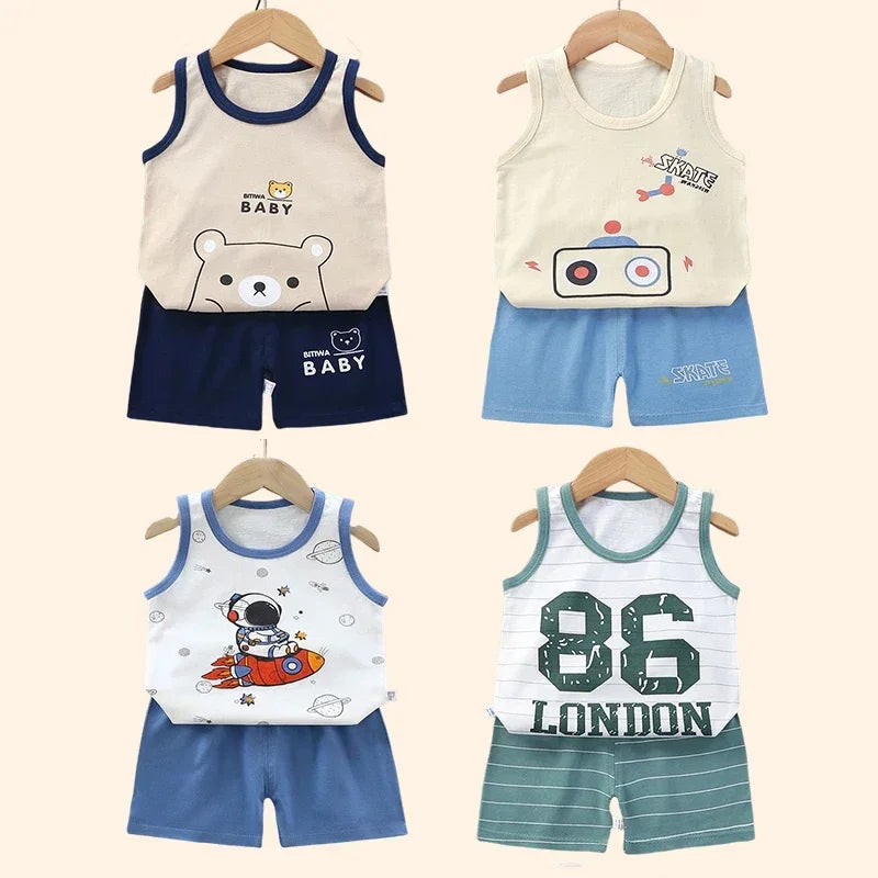 Children Sets Kids Clothes Boys Girls Vest Suit