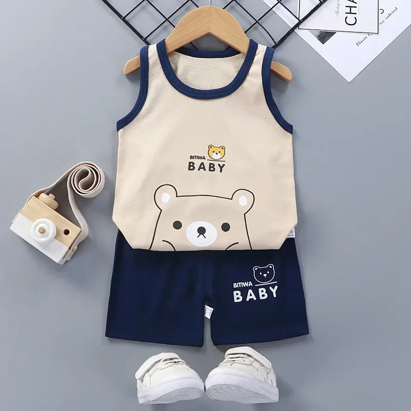 Children Sets Kids Clothes Boys Girls Vest Suit